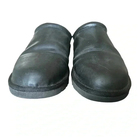 UGG Classic Clog Men Round Toe Leather Black Slipper Size 10 - Picture 5 of 10